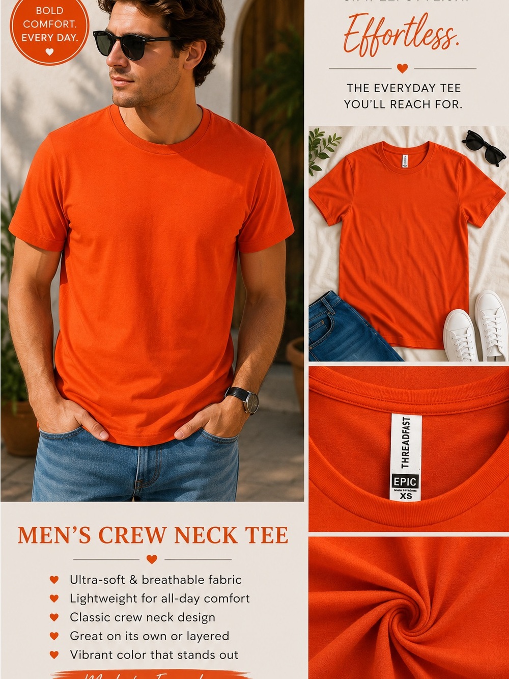 Gildan Men’s Short-Sleeve Crew Neck Tee — Vibrant Orange